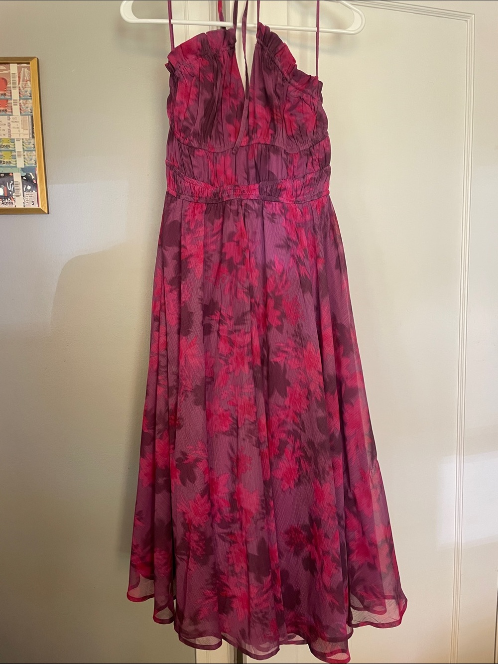 French connection Women's Pink Floral Halter Midi Dress